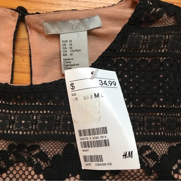 H&M Black Lace Square Crop Top, NWT, M - Picture 5 of 13